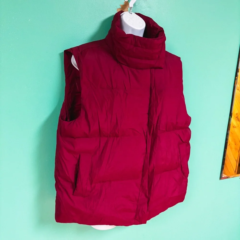 NWT Anrabess Maroon Red Zip Up Sleeveless Puffer Vest Womens Size L - Picture 4 of 9